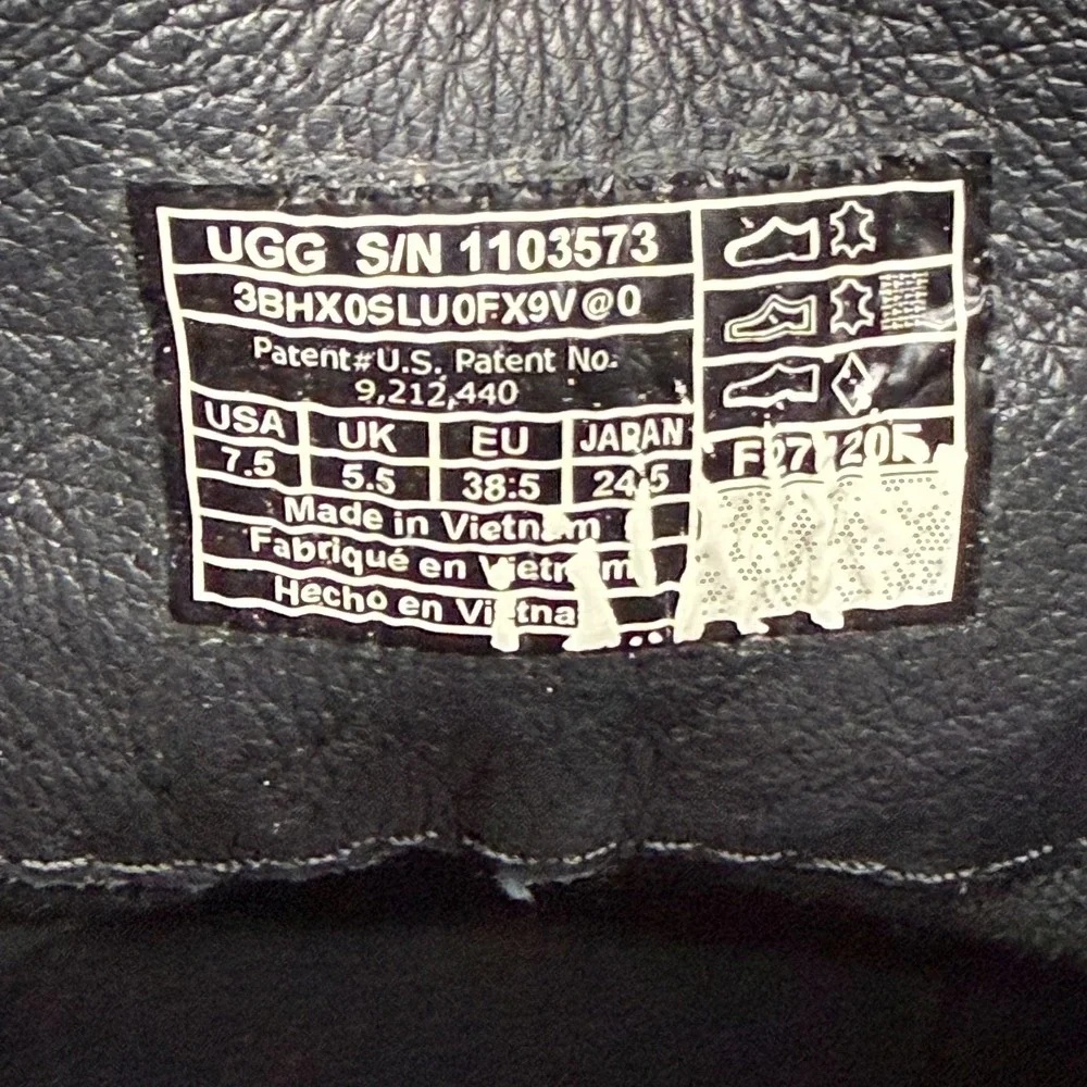 UGG Sloane Double Ring Ankle Boots Womens 7.5 Black Suede Braided Zipper